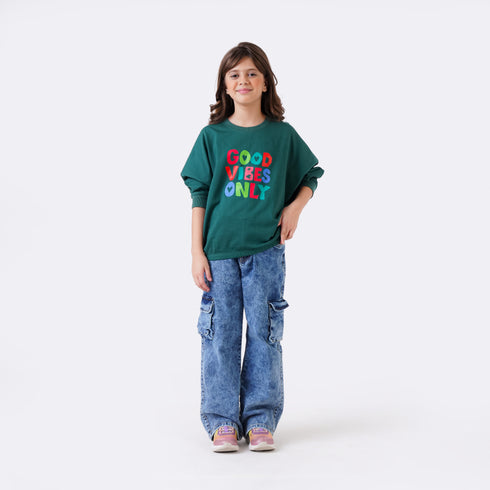GOOD VIBES PRINTED SWEATSHIRT